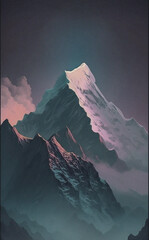 Sunrise in the mountains. Minimalist backdrop. Nature, success, travel, holiday concept
