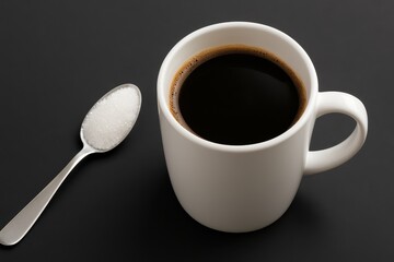 Sipping coffee kitchen table close-up shot minimalist environment top-down view morning ritual