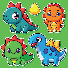 Naklejka premium Adorable cartoon dinosaurs adorable cute baby dinosaurs for kids fun playtime