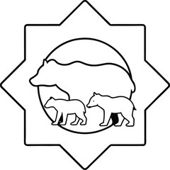 polar bear with cubs on iceberg mandala frame 