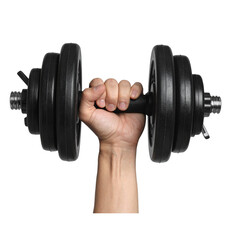 Hand Gripping Adjustable Dumbbell for Strength Training, isolated on transparent background