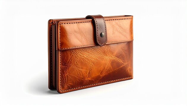 Elegant leather wallet for men, classic bifold design with secure clasp for cards and cash