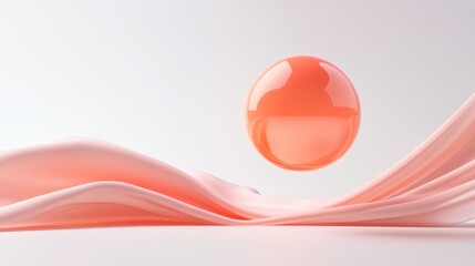 Vibrant Rosy Orange Three Dimensional Sphere Positioned on Clean White Background