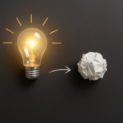 Innovative ideas spark creativity studio setting conceptual image dark background close-up view