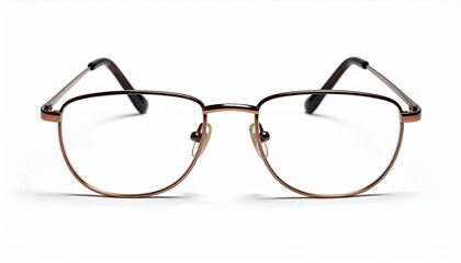 Fototapeta premium Stylish bronze-rimmed eyeglasses with clear lenses, perfect for reading or everyday wear