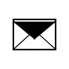 Simple black and white envelope graphic on transparent background silhouette