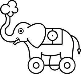 steam powered mechanical elephant parade coloring vector illustration on transparent background