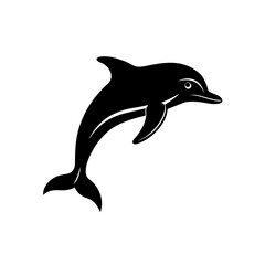 Naklejka premium Silhouette of a dolphin jumping in the air on transparent background