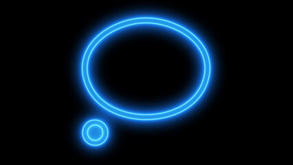 Colorful glowing neon speech bubble icon for modern digital communication and social media interaction, perfect for user interface, isolated on black background