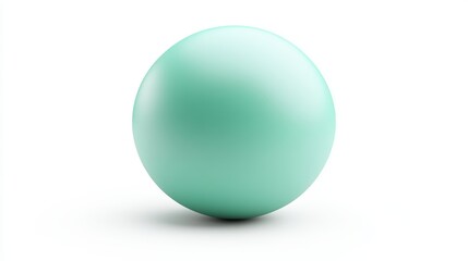 Smooth Mint Green Sphere Positioned on Clean White Background with Soft Lighting and High Resolution Detail