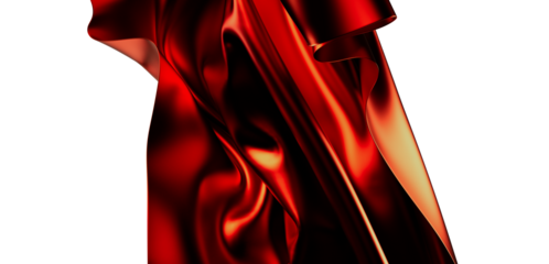 Luxury red silk fabric, elegant flowing drape. Perfect for fashion, beauty, and design projects.