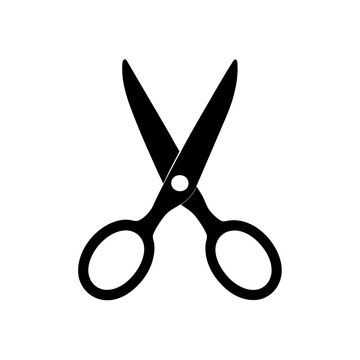 Illustration of a pair of black scissors on transparent background silhouette