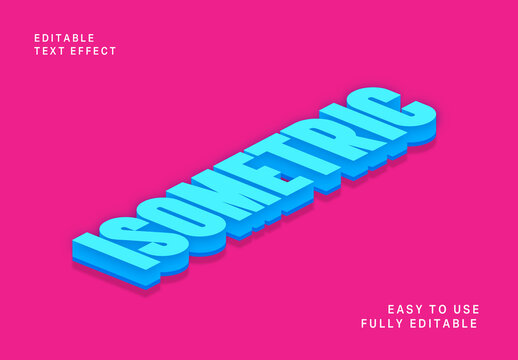 Blue Isometric Text Effect Block 3D Font