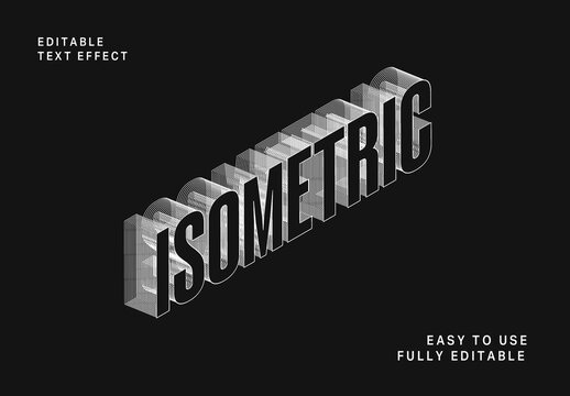Black Isometric Text Effect Bold Geometric 3D Font