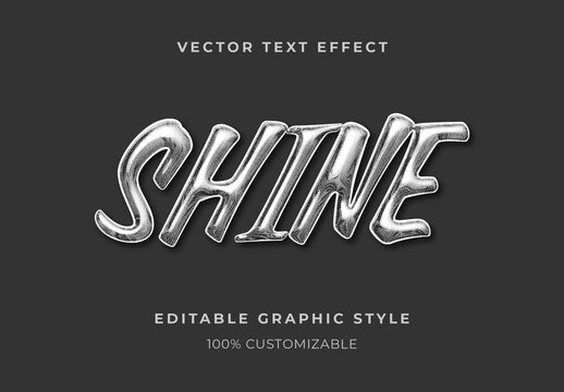 Silver Glitter Chrome Text Effect Metallic Shine Bold Font