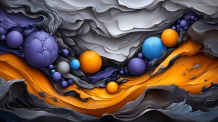 Contemplative figure floating in vast cosmic void encircled by floating atomic particles and intricate mathematical symbols