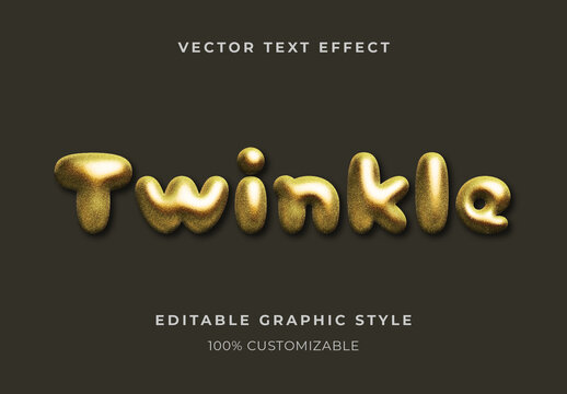 Golden Glitter Gold Text Effect 3D Bubble Shiny Font