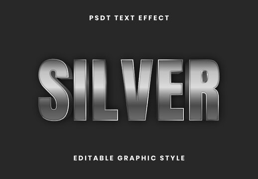 Silver 3D Steel Sign Text Effect Polished Bold Font