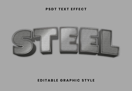 Silver 3D Steel Sign Text Effect Shiny Metallic Bold Font