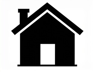 Black silhouette of a house, flat icon style, isolated on white 