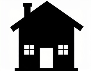Black silhouette of a house, flat icon style, isolated on white 