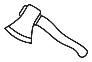 Black outline of a simple axe with a curved handle, depicting a traditional tool design for chopping and cutting.