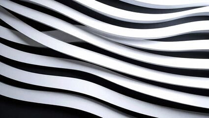 Abstract white and black lines creating a wave pattern.