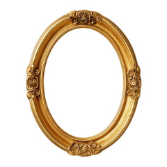 Fototapeta premium Gold oval frame with decorative rosettes