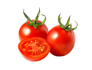 Fresh cherry tomatoes and one sliced tomato