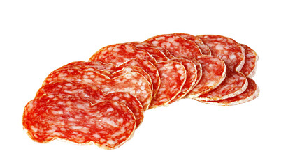Salami slices cured meat pork charcuterie transparent background