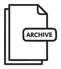 Black outline icon of stacked archived documents with a prominent label reading "archive" on the top page.