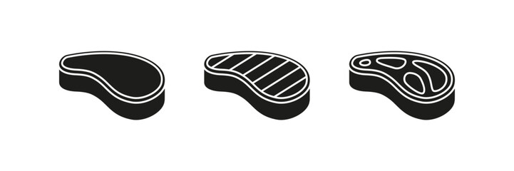 Minimalist steak icons set for culinary projects and design
