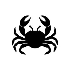 Silhouette of a crab with large pincers up on transparent background
