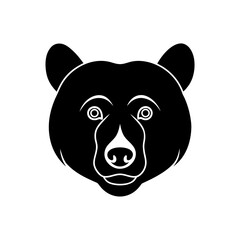Black bear head simple vector illustration on transparent background silhouette