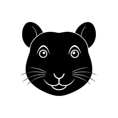 Silhouette of a rat head with big ears on transparent background