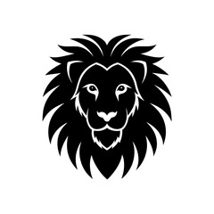 Illustration of a majestic lion head icon on transparent background silhouette
