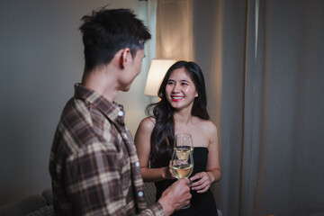 Couple celebrating and dating at an evening party
