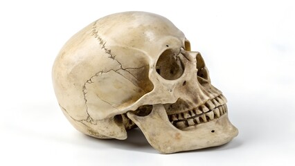 Fototapeta premium A high quality stock photograph of a single skull head isolated on a white background