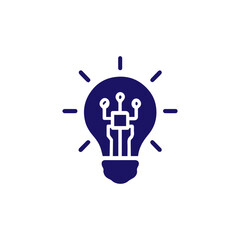 Light bulb icon with circuit board for innovation, artificial intelligence and tech ideas