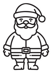 Obraz premium Black outline vector icon of a classic santa claus with a hat, beard, and belt, symbolizing christmas festivities and holiday cheer.