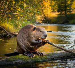 otter in the river