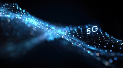 5G or 6G dot line mobile technology. Wireless data network and connection technology concept. high-speed, futuristic background. vector design.