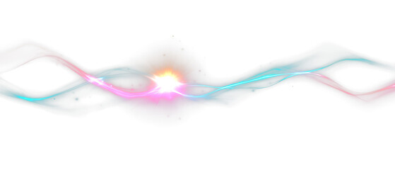 Naklejka premium Abstract Neon Line Art with Glowing Edges and Light Effect Isolate on Transparent Background, cutout, png