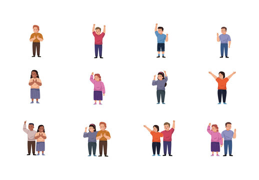 Colorful Down Syndrome Awareness People Illustrations Set