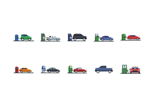 Electric Vehicle Charging Icon Set