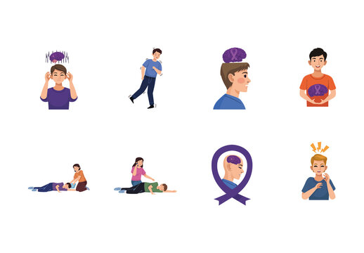 Colorful Epilepsy Day Awareness Illustration Set