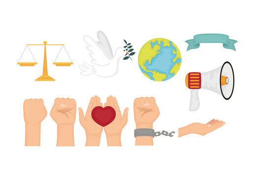 Colorful Human Rights Illustration Set