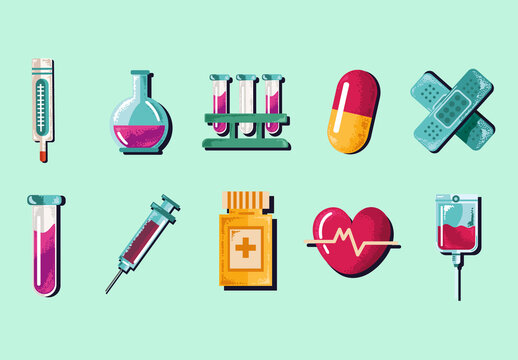 Colorful Medicine Health Care Illustration Set