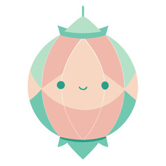 Adorable Pastel Lantern with a Smiling Face Perfect for Childrens Illustrations and Decorations