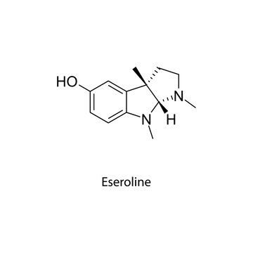 Eseroline molecular structure, active metabolite of physostigmine with cholinergic and opioid-like properties, clean scientific vector diagram, flat skeletal chemical formula isolated 